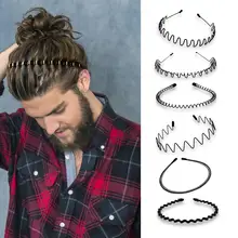 

6PCS Unisex Simple Black Metal Hairband Spring Wavy Hair Hoop Anti-slip Headband Hair Accessories For Men Women Face Headband