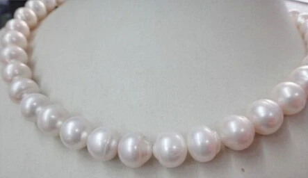 18"11-13mm Natural south sea genuine white pearl necklace very good luster