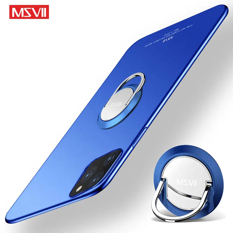 

MSVII Cover For iPhone 11 Pro Case Finger Ring Matte Coque For iPhone 11 Pro Max Case Hard Metal Holder Back Cover For iPhone 11