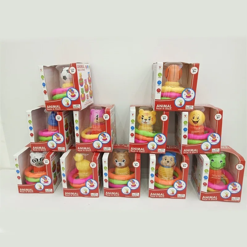 DIY собранная катушка игра мультфильм животное Дженга для родителей и детей интерактивная игра метание кольцо снижение давления игрушка