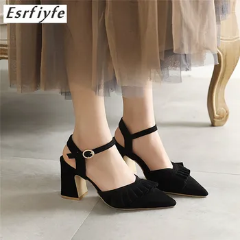 

ESRFIYFE 2020 New Sandals Women Pointed Toe High Heels Simple Korean Style Womens Retro Elegant Outdoor Summer Breathable Shoes