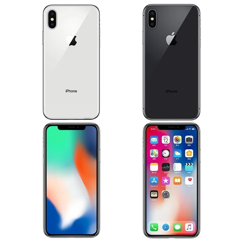 Разблокированный Apple iPhone X Hexa Core 3 Гб ram смартфон 5," 4G LTE 12MP двойная задняя камера распознавание лица 64 Гб/256 Гб мобильный телефон