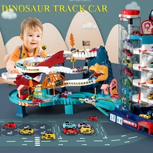 

Electric Rail Race Car Dinosaur Panshan Highway Breakthrough Big Adventure Parking Lot Building With Light Music Kids Toy Gift