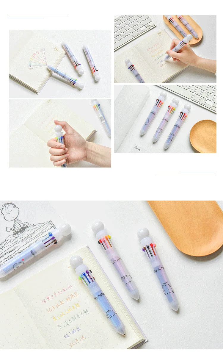 10 цветов шариковая ручка мультфильм японский многоцветный творческий милый ручка канцелярские принадлежности kawaii детский подарок школьные принадлежности