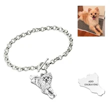 Пользовательские ПЭТ собака фото браслеты для женщин серебряные браслеты выгравированное имя слова браслет для женщин мужчин Pulsera ювелирные изделия памятный подарок