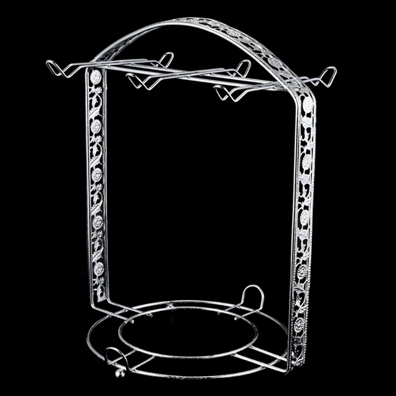 Silver Plating Coffee Cup Hob Cup Dish Rack Can Hang Most 6 Cups and Saucers Metal Stand Holder