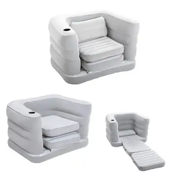 

1-2 Person 2-In-1 Flocking PVC Inflatable Sofa Mattress Cushion Bed Outdoor Camping Lazy Sofa Inflatable Recliner Lounge chair