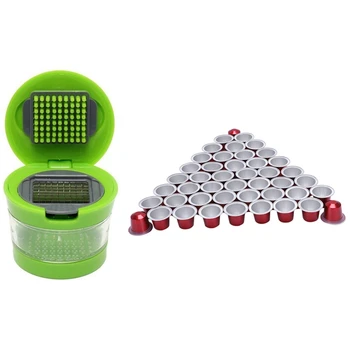 

1 Pcs Home Kitchen Tool Kit Garlic Press Chopper & 50 Sets Refillable Coffee Capsule Cup Disposable for Nespresso Pod