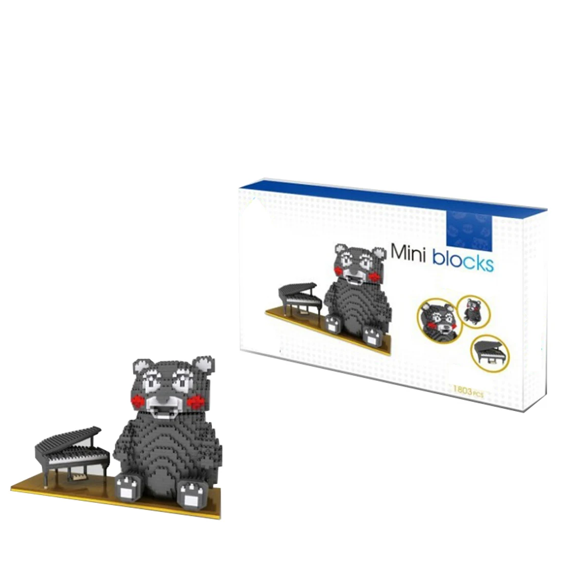 

hot LegoINGlys creators classic japan Cartoon Kumamon Black Bear Piano model mini Micro Diamond Building Blocks bricks toys gift
