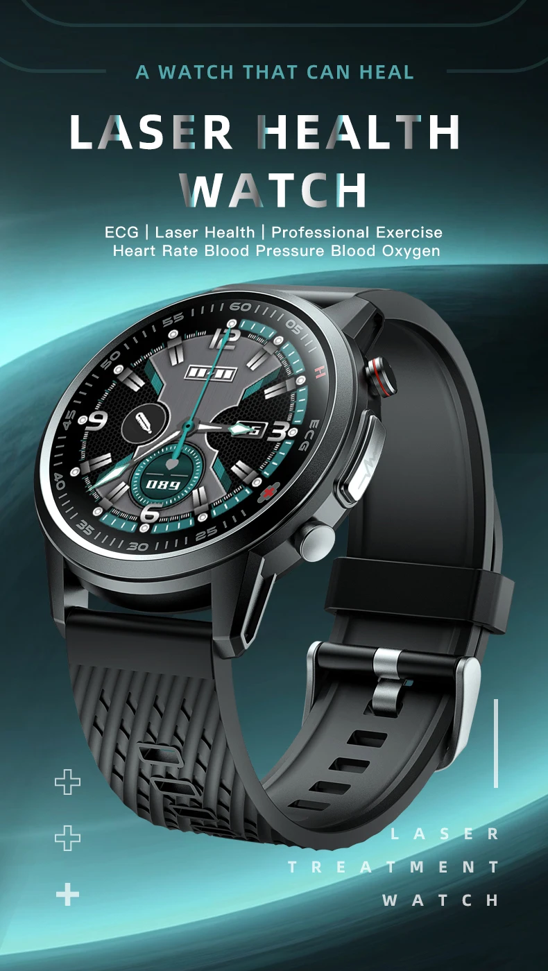 Smartwatches 650nm Laser Treatment Real ECG PPG Blood Pressure Heart Rate Healthy Tracking Work with Xiaomi Android iPhone F800