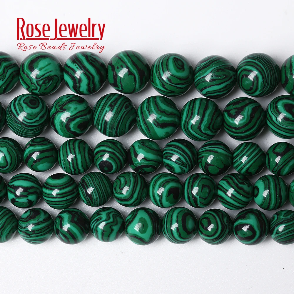 

Synthetic Stone Green Striped Malachite Round Loose Beads 15" Strand 4 6 8 10 12 14 MM Pick Size For Jewelry Making
