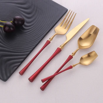 

Spklifey Gold Cutlery Set 304 Stainless Steel Silverware Spoon and Fork Set Tableware Set Forks Knives Spoons Dinner Set