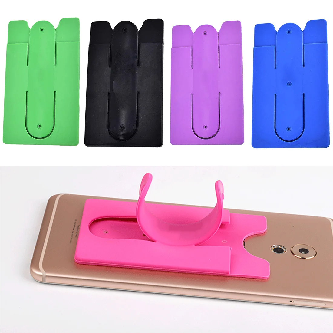 

Multi Colors Phone Holder Case Pouch For Cell Phone Colorful Card Holder Fashion Adhesive Sticker Back Cover