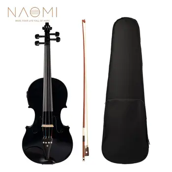 

NAOMI 4 Strings 4/4 Acoustic Violin Fiddle Maple EQ Electric Violin Musical Instruments With Case BrazilWood Bow For Beginner