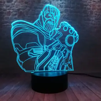 

Novelty 3D Illusion LED Nightlight Colourful Light Marvel Avengers Thanos Figuras Model Toys