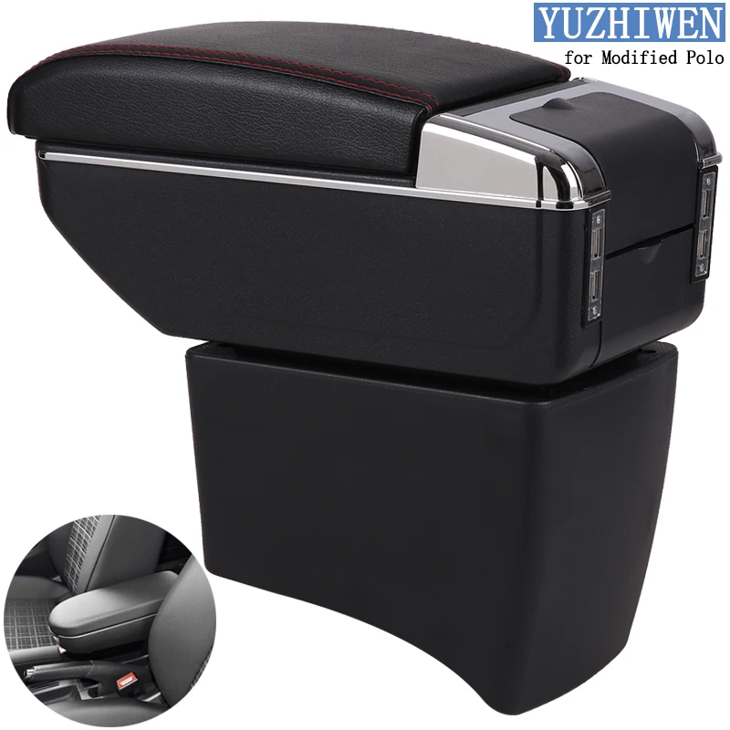 

For Volkswagen Polo armrest box modified Polo 2011-2020 car center console modification accessories double raised with USB