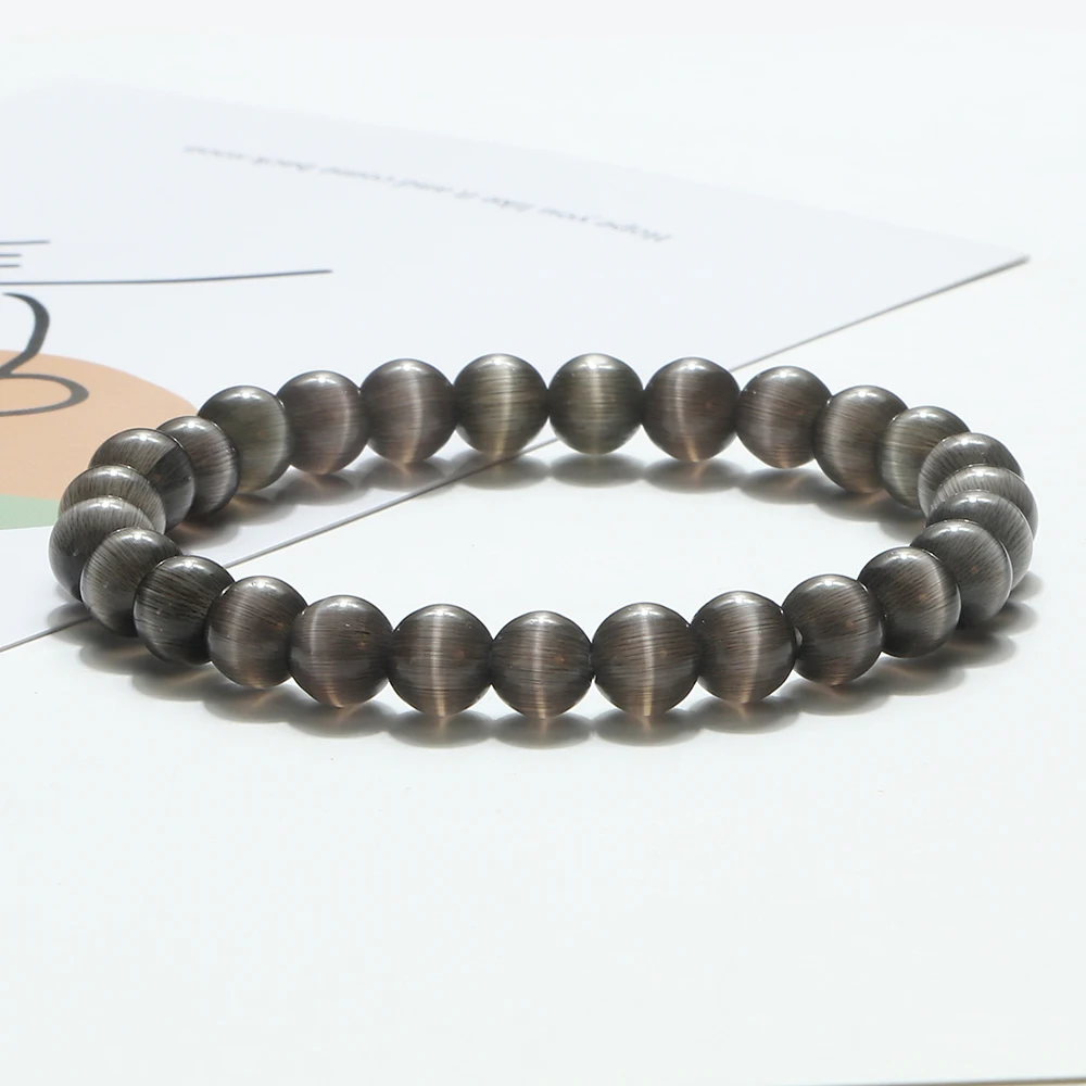 Bracelet Jewelry Natural Cat Eye Stone Bracelet Charm Women Opal Beaded Bracelets Multicolor Stretch Bangles Men Yoga Wrist Jewelry Friends Gifts