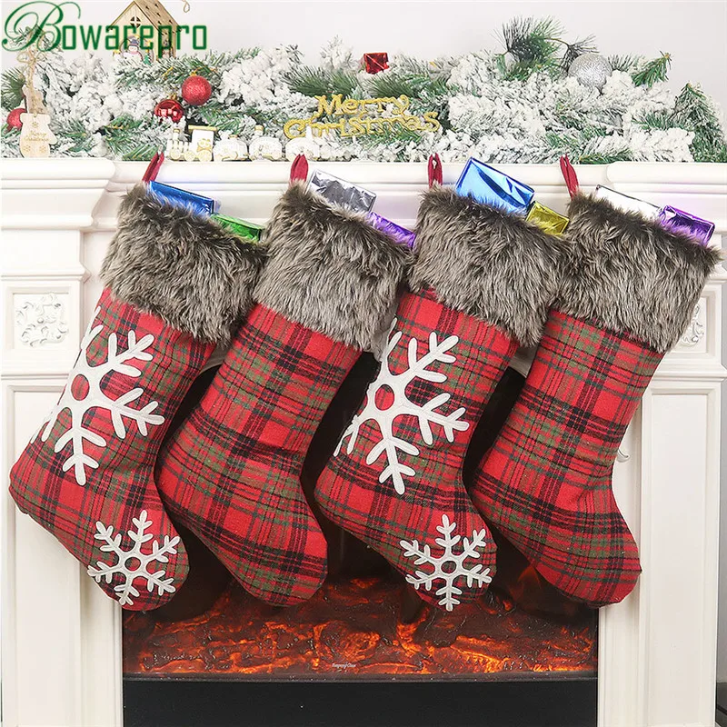

4pcs New Year Gifts Bag Christmas Stocking Christmas Decorations for Home Navidad Socks Natal Tree Decoration Noel DIY Supplies