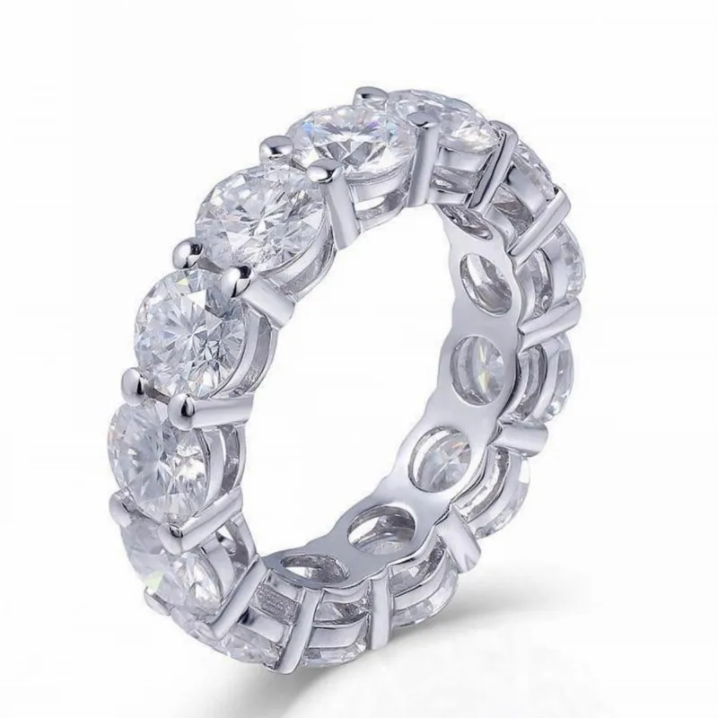 925 серебряные кольца для помолвки, обручальные кольца, Размер 5,6, 7,8, 9,10, 11,12 - Цвет камня: ROUND cut 6MM