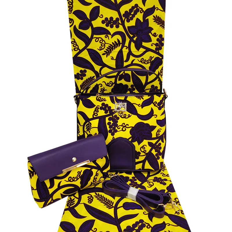 Африканская восковая Сумочка, набор, африканская восковая сумка с настоящей голландской вощеной тканью, 6 ярдов, хлопок, для женской сумки H1903250 - Цвет: 35