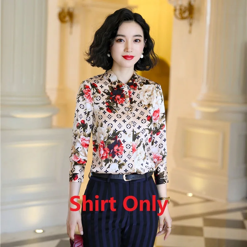 Shirt Only Новые модные женские блузки и рубашки с цветочным принтом и длинным рукавом, офисные женские блузки и топы OL style - Цвет: Shirt Only