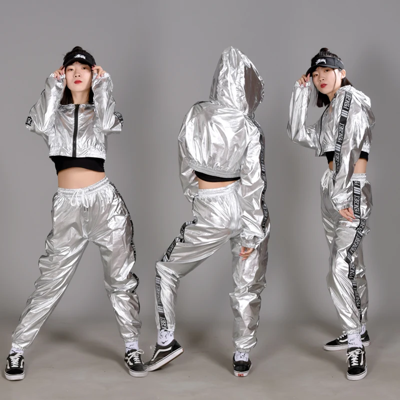 Shiny Silver Suit Women'S Jazz Dance 