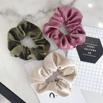 

MENGJIQIAO New Fashion Sold Color Velvet Hair Rope Elastic Hair Rubber Bands For Women Girls Ponytail Holders Hair Accessories