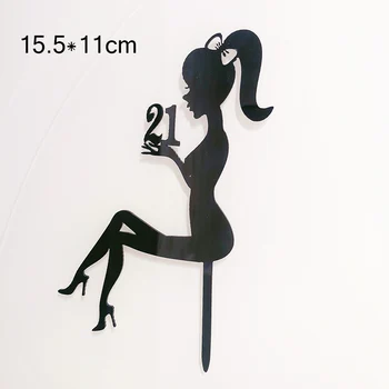 

High Heels Lady Girl Acrylic Cake Topper 21 16 Happy Birthday Cupcake Topper For Weddding Girls Birthday Party Cake Decorations
