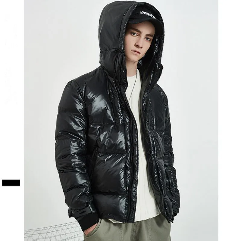 Модный короткий зимний мужской пуховик белого и черного цвета|Пуховики| |