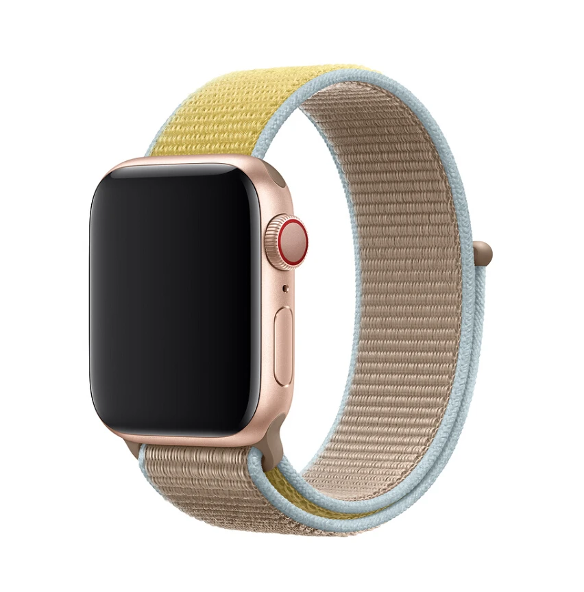 Новинка, цветной тканый нейлоновый спортивный ремешок для Apple Watch, 42 мм, 38 мм, 40 мм, 44 мм, мягкий браслет, ремешок для iWatch, серия 5, 4, 3, 2, 1 - Цвет ремешка: camel