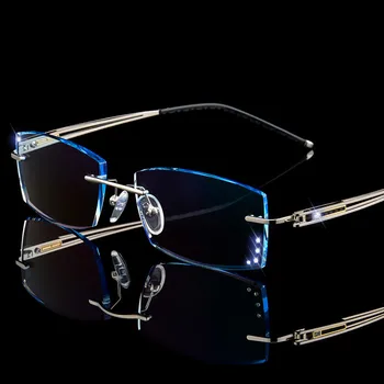 

JIE.B high-quality ultra-light anti-blue light frameless diamond male business glasses frame computer goggles