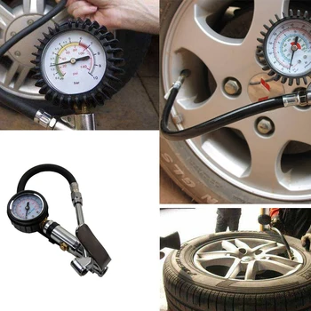 

Air Tire Inflator Dial Pressure Meter Gauge Pump Pressure Dual Air ChuckTester for Car Truck Cycles With Guage 0-220 Psi