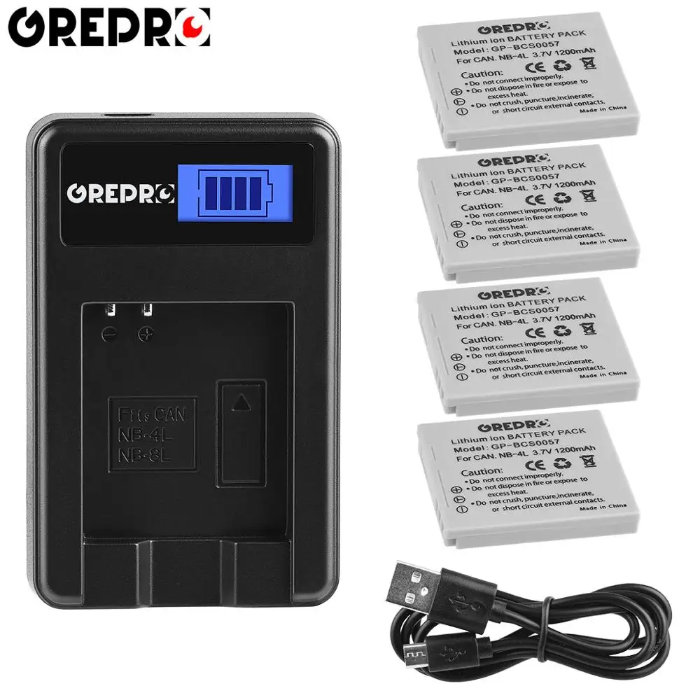 4B with charger 1200 мА/ч, NB-4L NB 4L NB4L Li-Ion Батарея+ ЖК-дисплей USB Зарядное устройство для Цифрового Фотоаппарата Canon IXUS 60 65 80 75 100 120 130 117 220 225 SD960 SD780 является - Цвет: 4B with charger