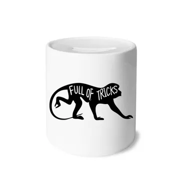 

Black Monkey Animal Silhouette Natural Money Box Saving Banks Ceramic Coin Case Kids Adults