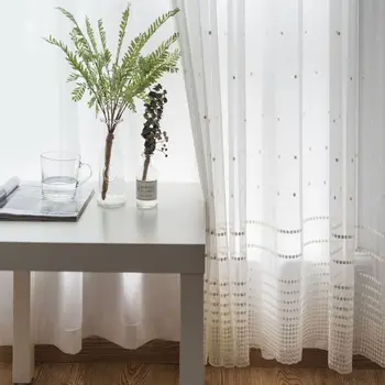 

Solid color embroidered tulle curtains window curtains for living room european curtains window treatments