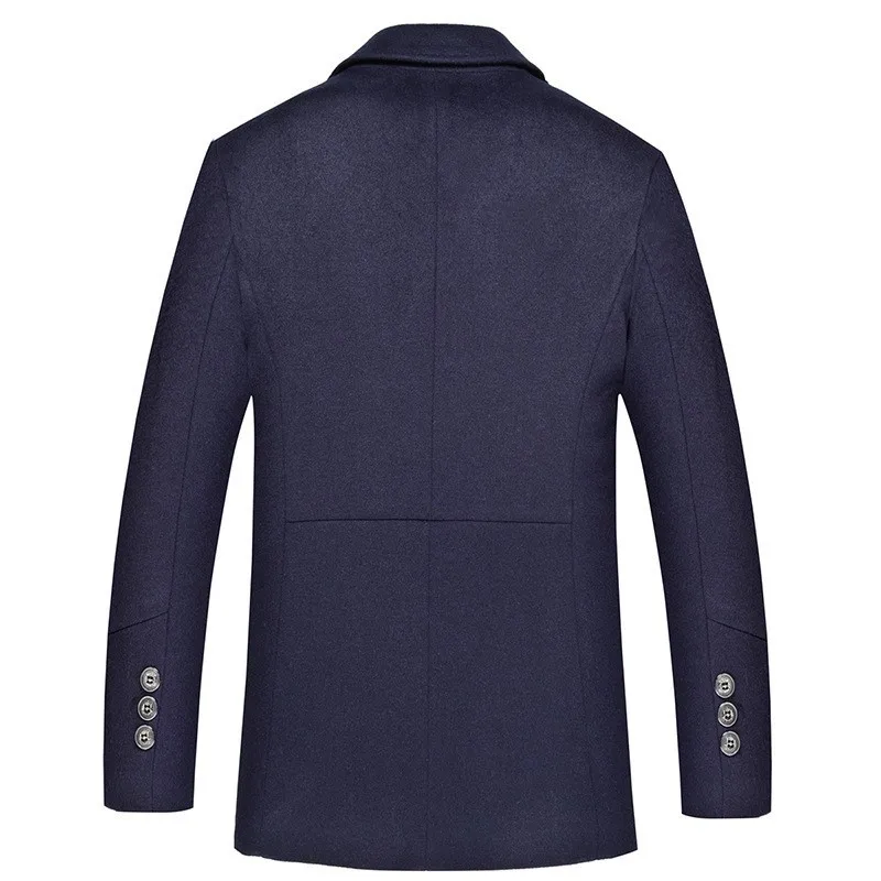 

Smart Casual Autumn Winter Medium Length Scarf Collar Mens Woolen Long Sleeve Single Breasted Fleece Lining Thick Coats