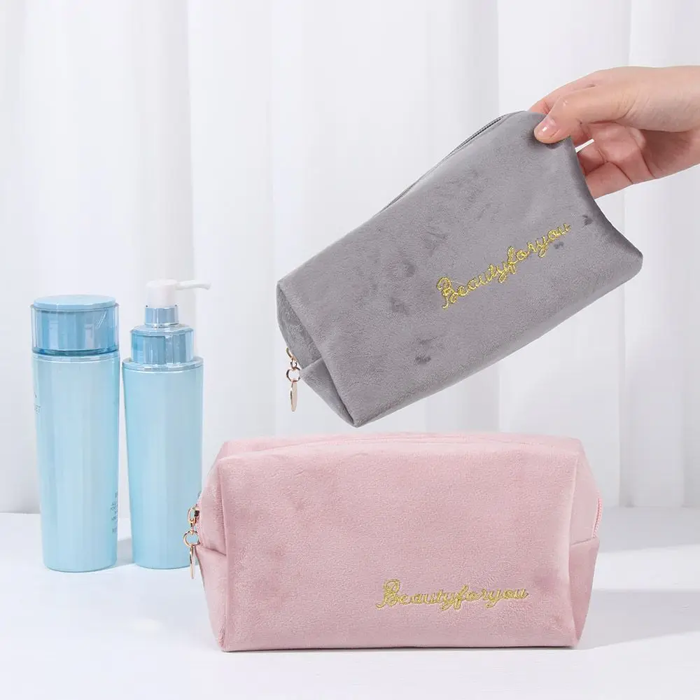 Girls Velvet Organizer Cosmetic Bag Newest Vintage Soft Toiletry