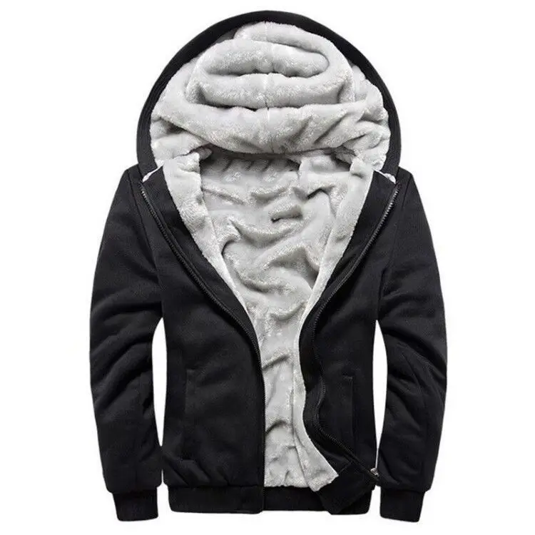 men patchwork Sweatshirts 5XL warm fleece parkas hooded hoodies thick large size plus big 8XL 9XL 10XL winter Sweatshirt outwear - Color: black