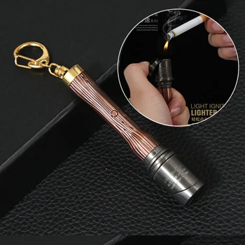 

Metal Lighter Keychain Gas Torch Refillable Outdoor Cigar Windproof Lighter Military Gadgets Dropshipping Fornecedores