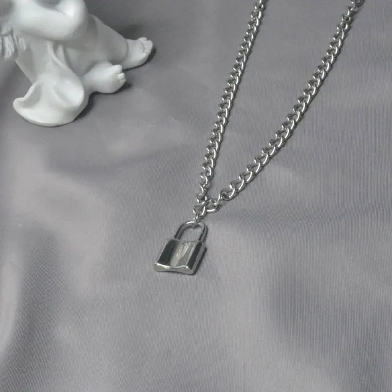 Рок чокер ожерелье с замком многослойная цепочка на шею с замком Панк ювелирные изделия Mujer ключ висячий замок ожерелье для женщин подарок