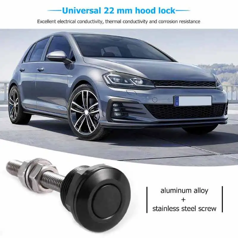 

Auto car Universal 22 mm Aluminum Alloy Push Button Bonnet Hood Pin Lock Clip Kit Car Quick Release Latch Car Accessories