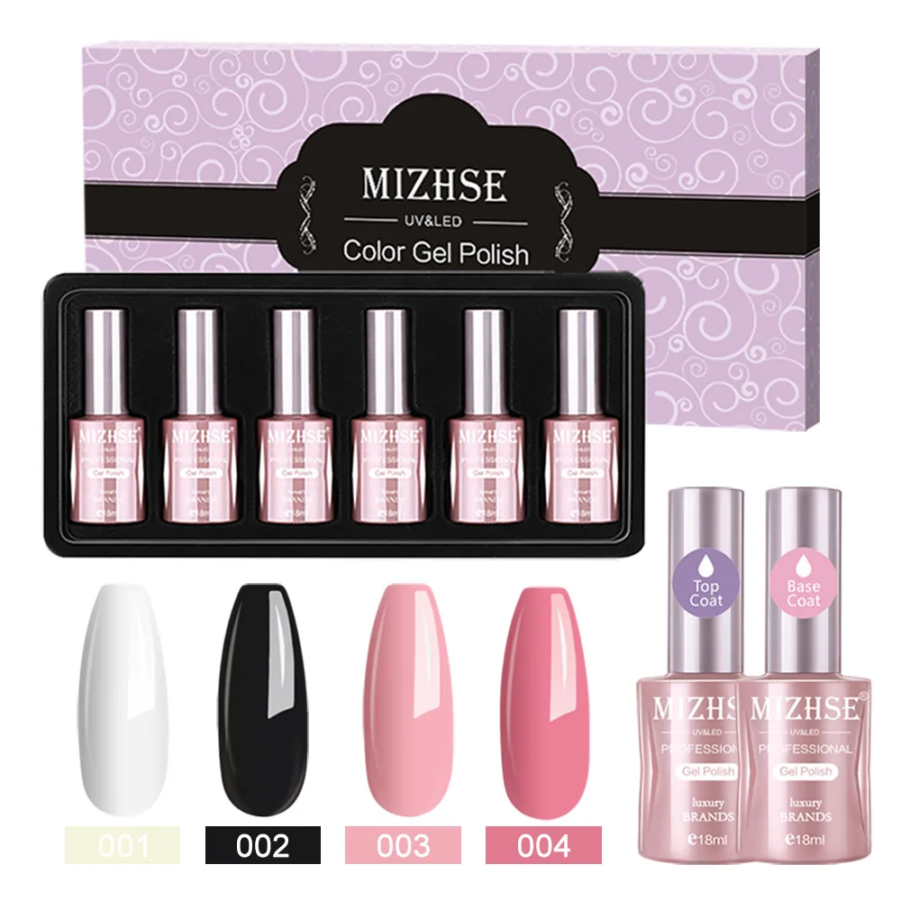 MIZHSE Набор лаков для ногтей UV Vernis Полупостоянный праймер Топ и основа пальто для ногтей гибридный дизайн ногтей Белый Черный Гель Дизайн ногтей - Цвет: MA-C007-BOX