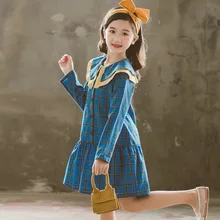 Новинка года, осеннее платье в клетку для малышей Детское платье для отдыха платье принцессы для малышей Детские платья с длинными рукавами для девочек,#5311