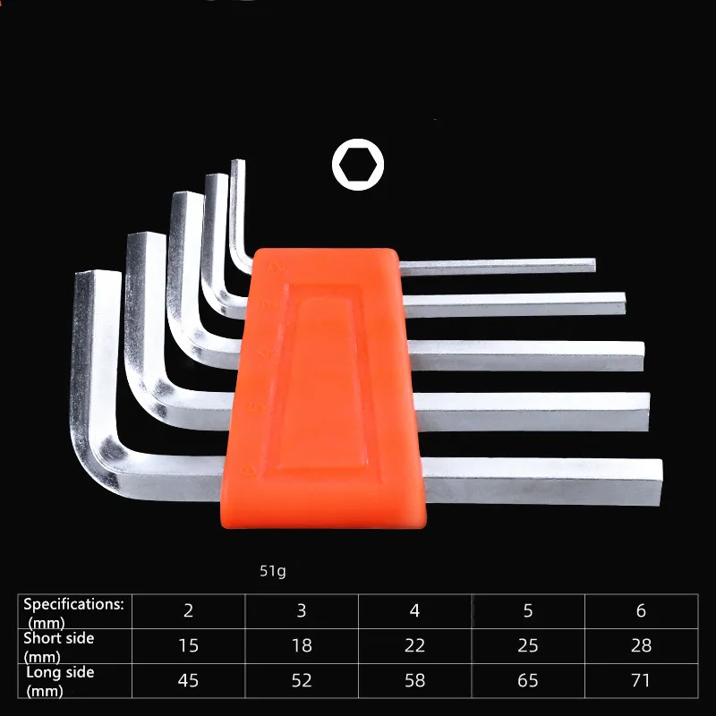 5PCS Metric size Шестигранный ключ шестигранный гаечный ключ 1/1"-1/4" дюймов и 1,5 мм-6 мм метрический размер короткий рычаг ручной инструмент набор короткий рычаг хром-ванадиевой стали гаечный ключ - Цвет: 5PCS Metric size