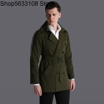

Medium Length Windbreaker Male Army Green Autumn Sports Wind Wild Coat 1105