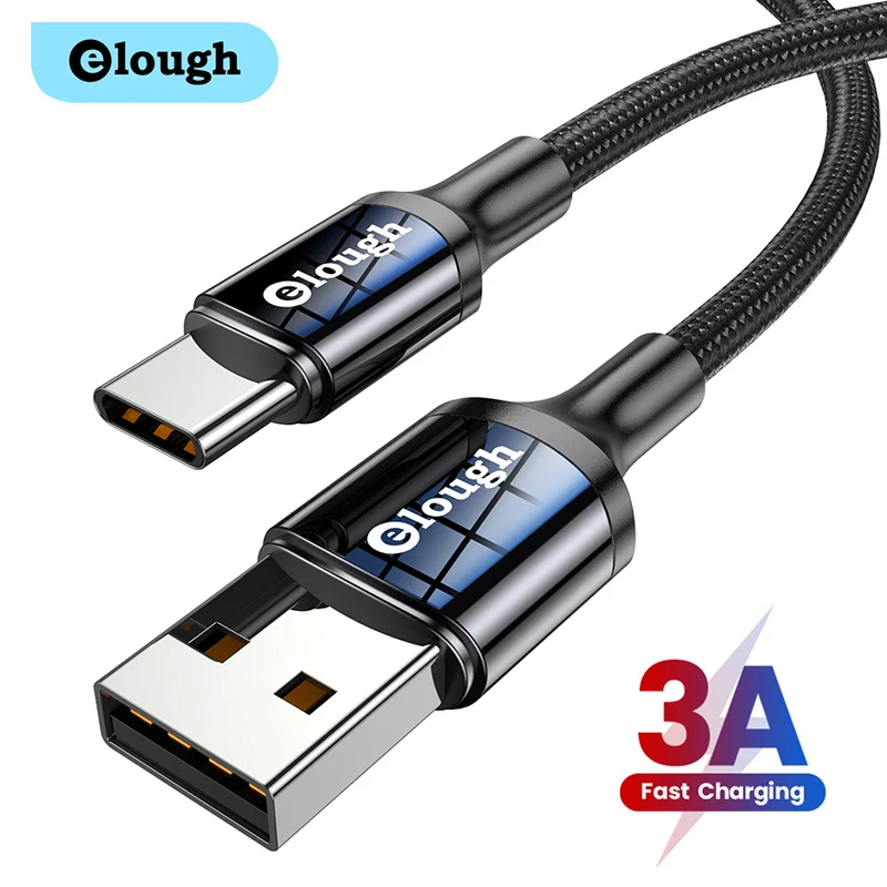 Elough USB Type C Cable 3A Fast Charging Cable Quick Charge 3.0 Type C To USB Data Cable For iPad Xiaomi Poco x3 Samsung Huawei