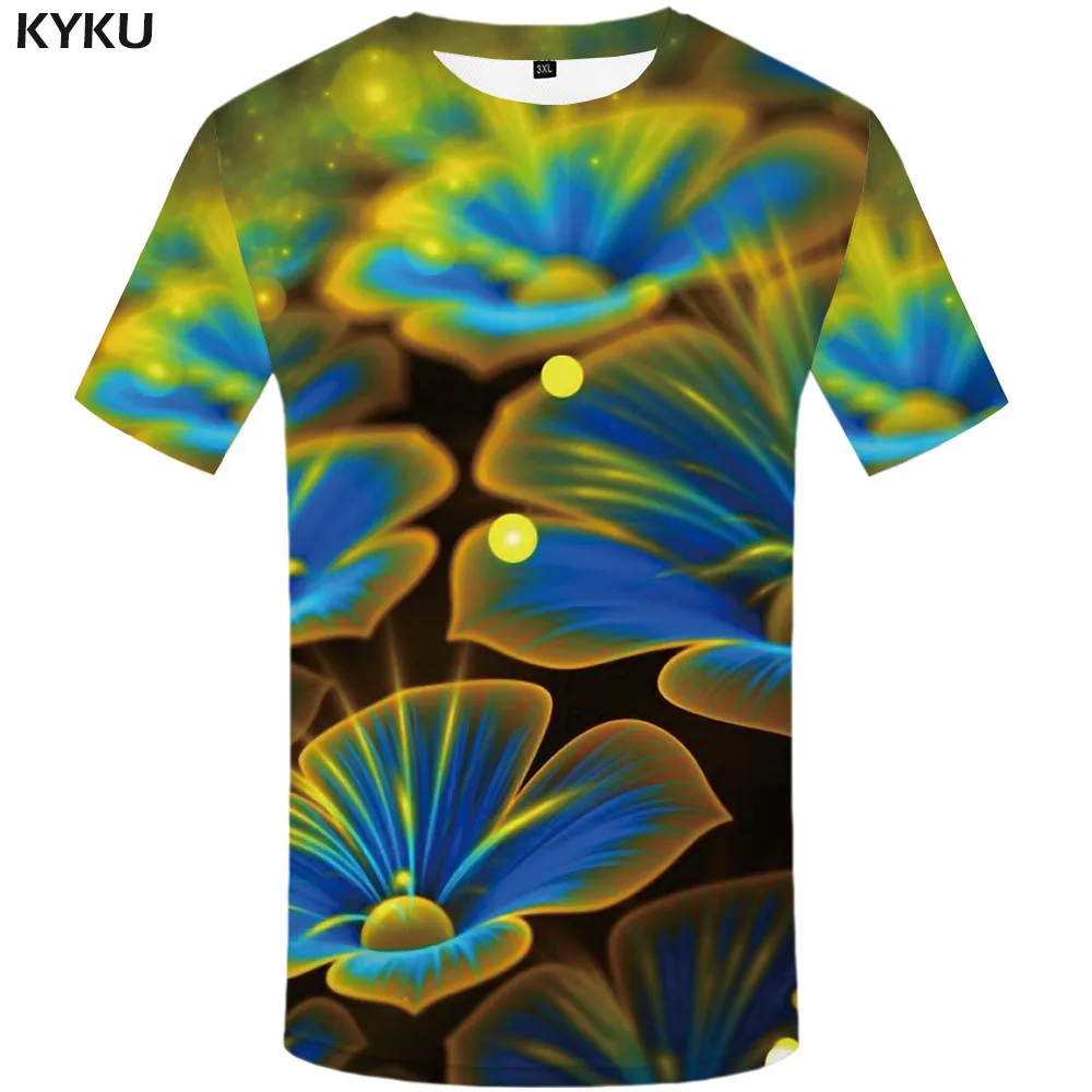 

KYKU Flower T shirt Men Psychedelic T-shirt 3d tshirt Funny T shirts Print Gothic Harajuku Mens Short Sleeve summer shirt 2019
