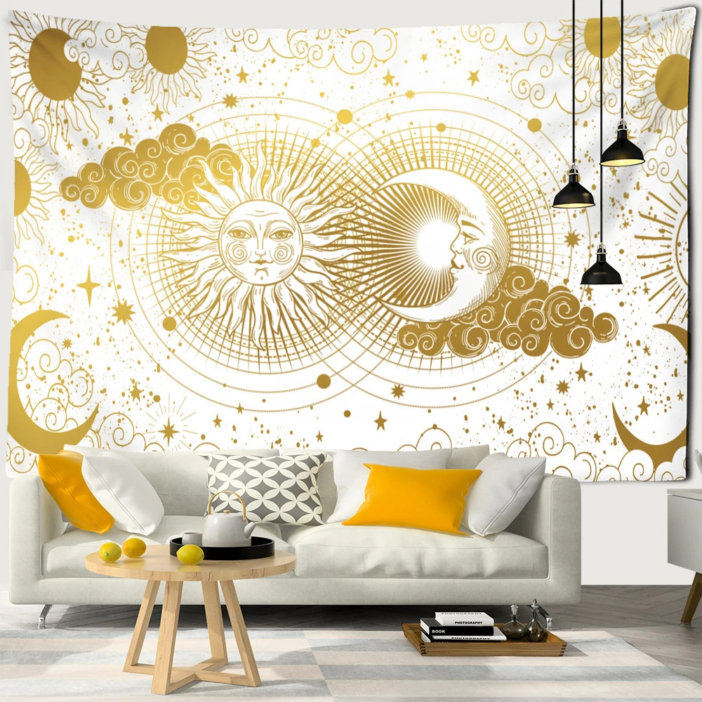 Fantasy Sun And Moon Tapestry Wall Hanging Bohemian Hippie Tapiz Psychedelic Witchcraft Children's Room Home Decor
