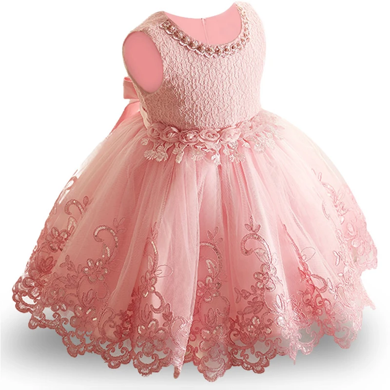 Платье для малышей кружевное платье принцессы с бусинами Детские Платья с цветочным рисунком для девочек, элегантные вечерние торжественные платья без рукавов для девочек