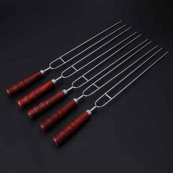 

5pcs Roasting Forks With Bag Camping Hot Dog Skewers BBQ Forks Barbecue Tool dls